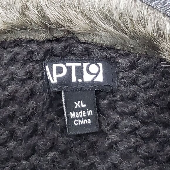 APT 9 Wool Blend Chunky Coatigan Cardigan Faux Fur Trim SS Gray Womens XL - Picture 8 of 11